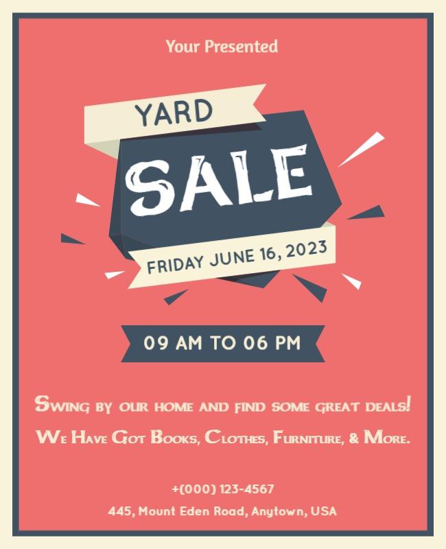 Playful Retro Yard Sale Event Flyer Template