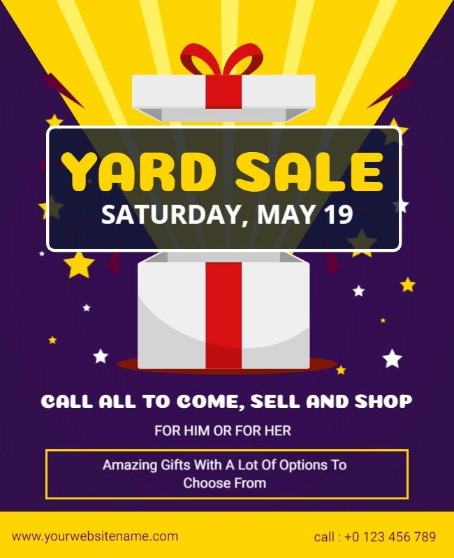 Colorful Gift-Themed Yard Sale Event Flyer Template