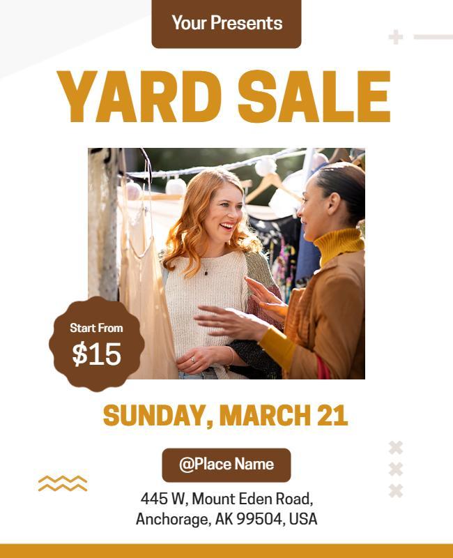 Friendly Brown Yard Sale Event Flyer Template