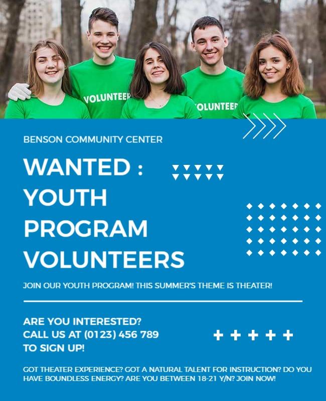 Community Youth Theater Volunteer Flyer Template