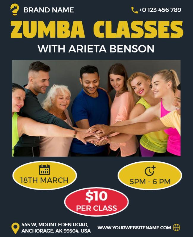 Community Zumba Fitness Class Flyer Template