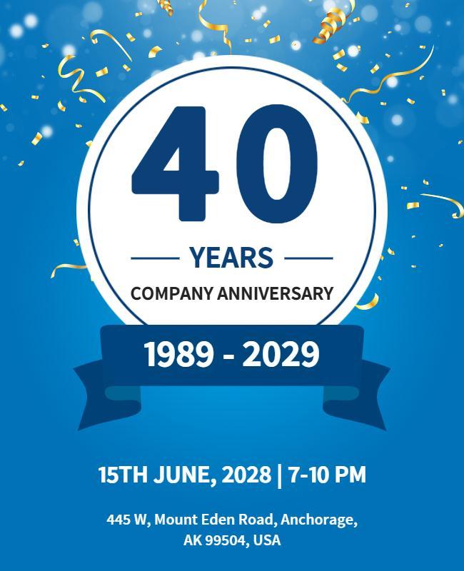 Company 40th Anniversary Celebration Flyer Template