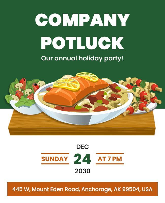 Company Holiday Potluck Party Flyer Template