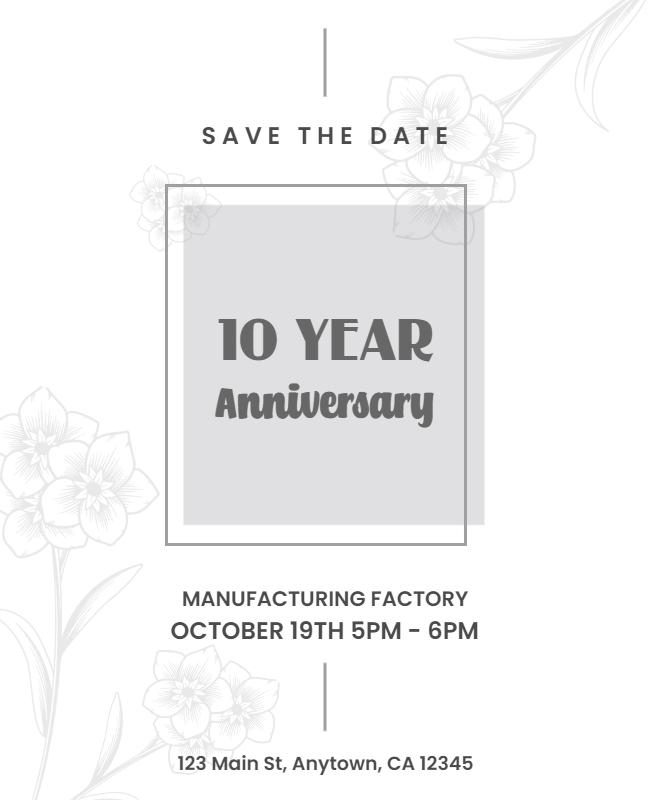 Company Manufacturing Factory Anniversary Celebration Flyer Template