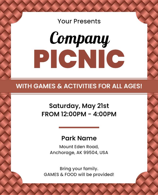 Company Picnic with Games and Activities Flyer Template