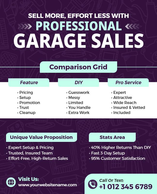 Comparison Grid for Garage Sales Flyer Template