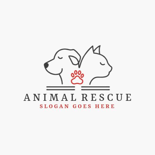 Compassionate Animal Rescue Featuring a Dog and Cat Logo Template