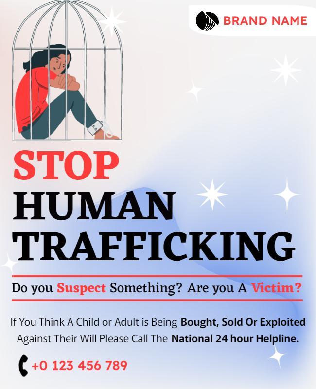Compassionate Awareness Campaign Against Human Trafficking Poster Template