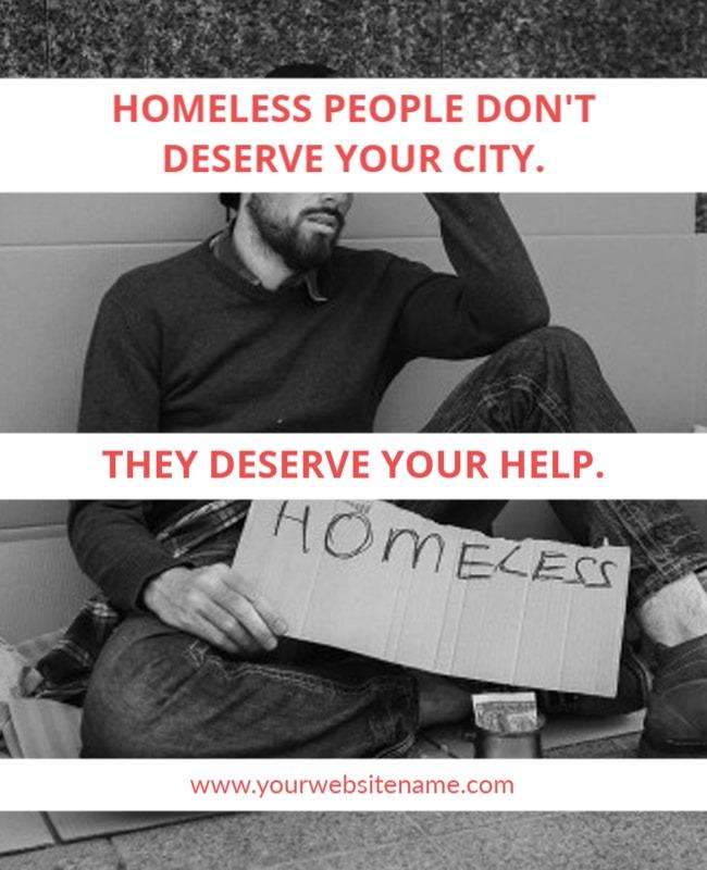 Compassionate Black and White Homeless Awareness Poster Template