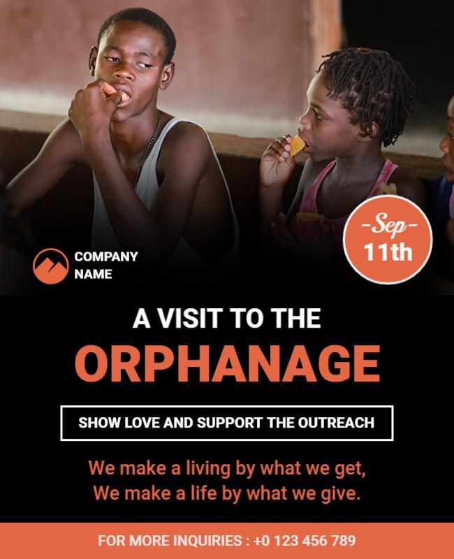 Compassionate Black Outreach Program for Orphanage Visit Flyer Template