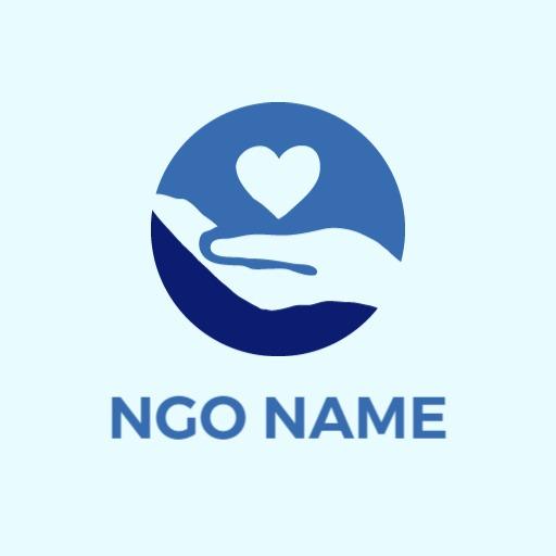 Compassionate Blue Hands Offering Help in NGO Services Logo Template