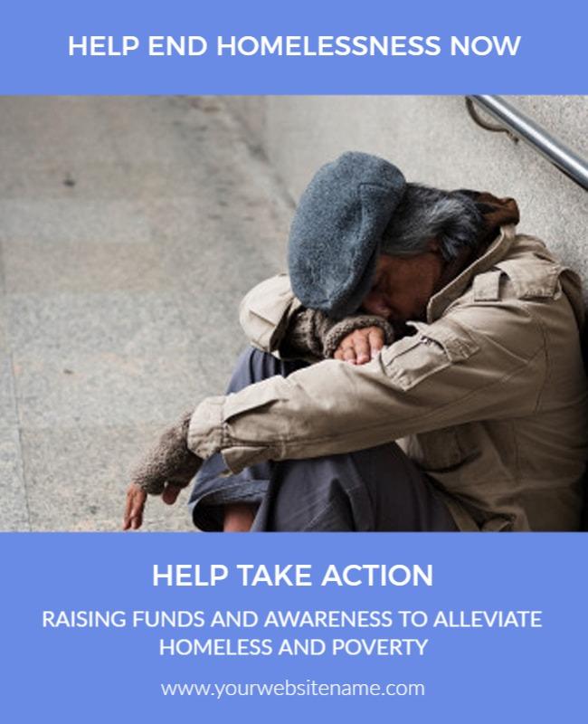 Compassionate Blue Homelessness Awareness Fundraising Poster Template