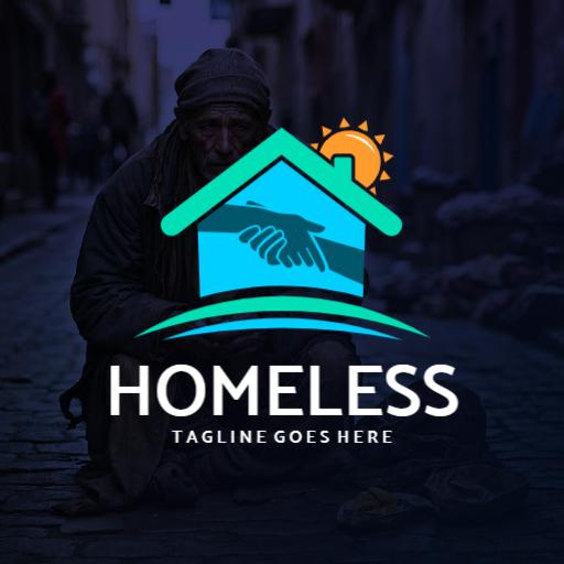 Compassionate Blue House Design for Homeless Support Logo Template