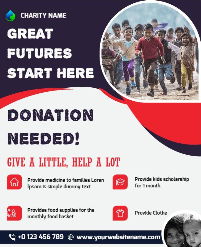 Compassionate Charity Call for Donations Community Support Poster Template