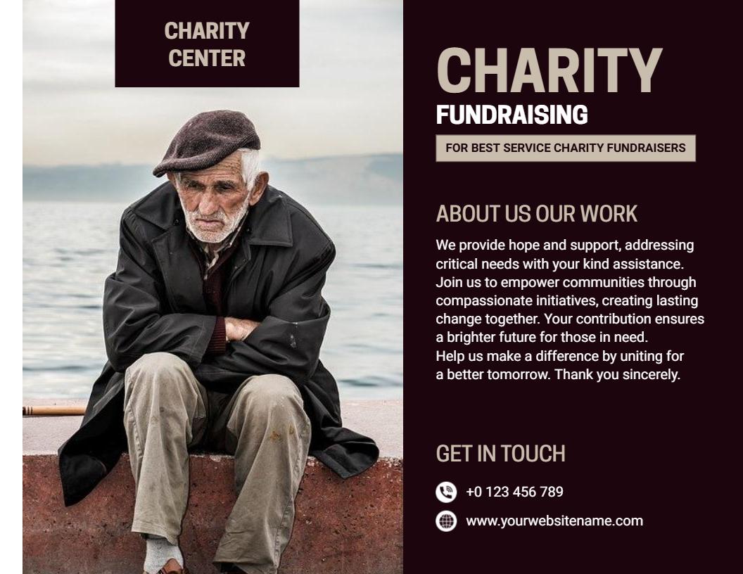 Compassionate Charity Fundraising Support Services Brochure Template