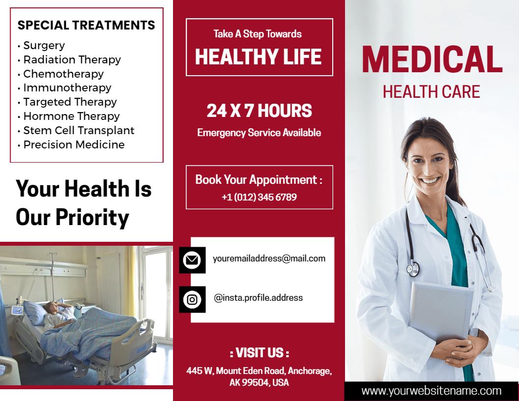 Compassionate Health Care Services and Medical Treatments Brochure Template