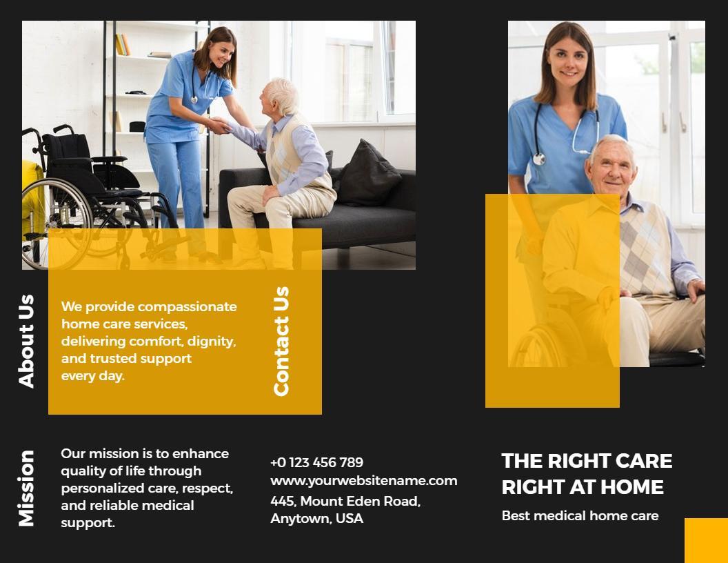 Compassionate Home Care Services Tri Fold Brochure Template