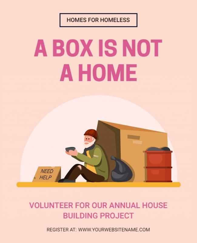 Compassionate Pink Awareness Campaign for Homeless Fundraiser Poster Template