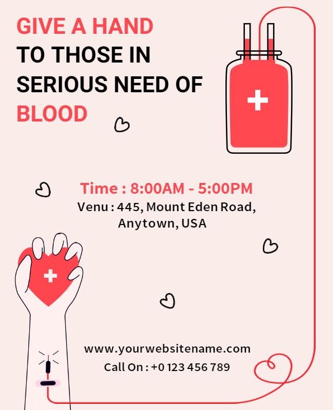 Compassionate Pink Blood Donation Drive Poster Template