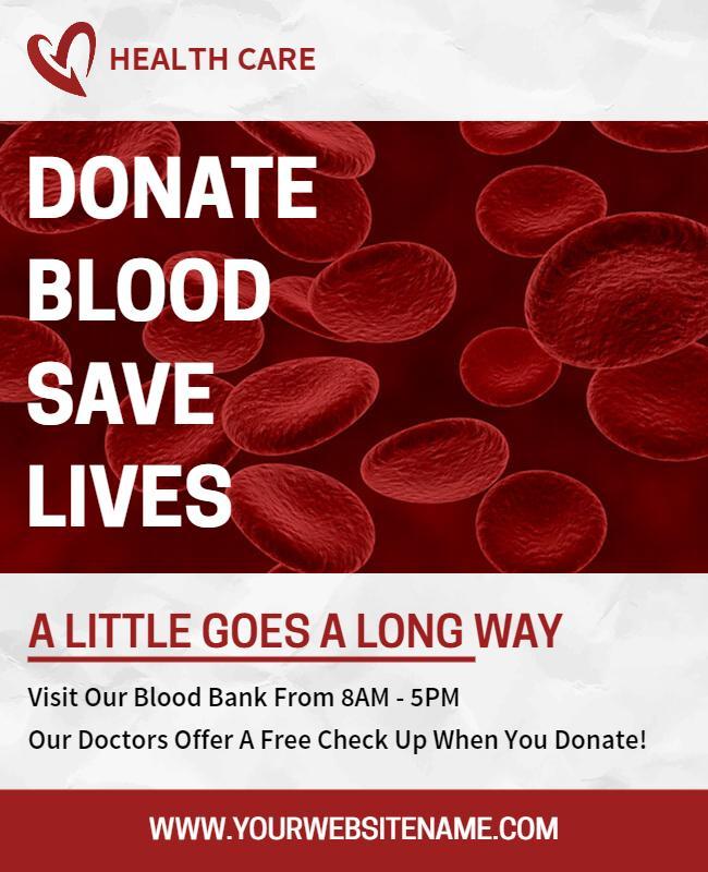 Compassionate Red Healthcare Blood Donation Drive Poster Template