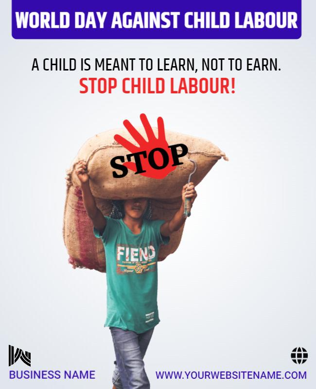 Compelling Awareness Campaign Against Child Labour Poster Template