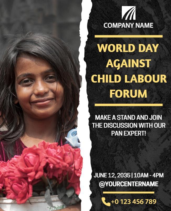 Compelling Child Labour Awareness Forum Invitation Poster Template