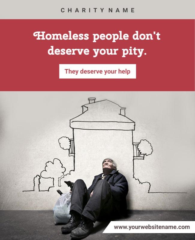 Compelling Red Charity Support Campaign Poster Template