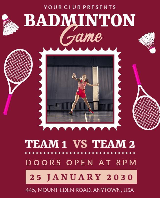 Competitive Badminton Match Event Flyer Template