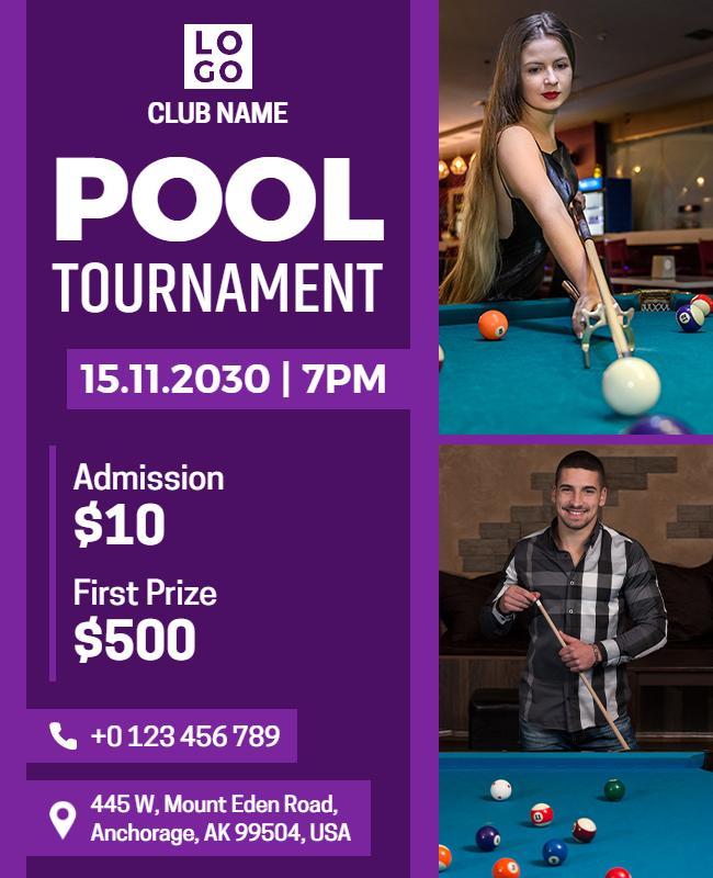 Competitive Pool Tournament Event Flyer Template