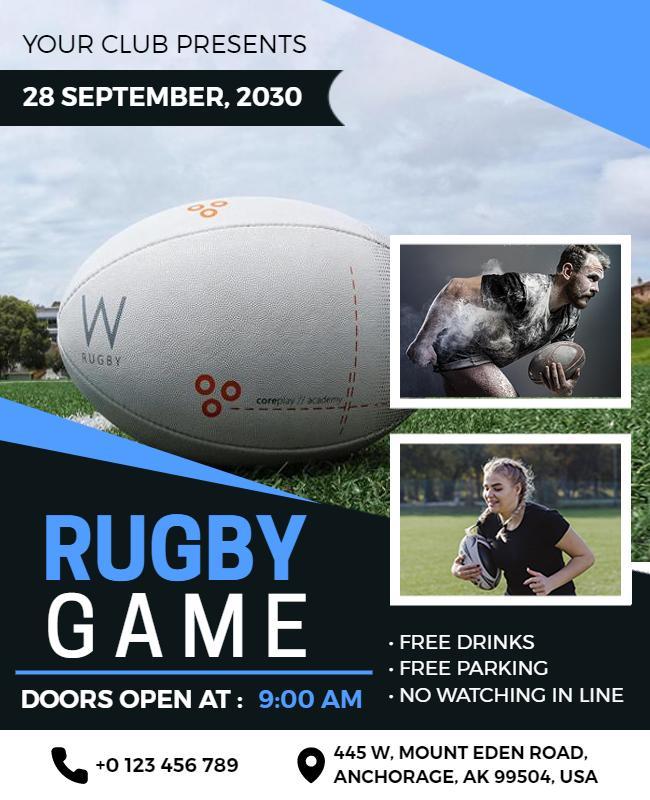 Competitive Rugby Game Event Flyer Template