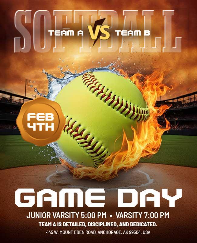 Competitive Softball Game Day Flyer Template