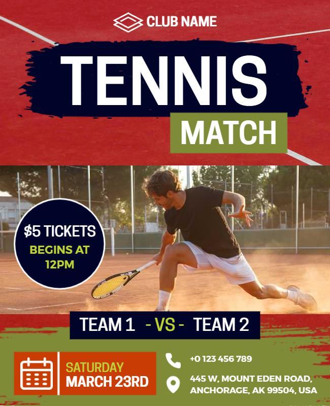 Competitive Tennis Match Event Flyer Template