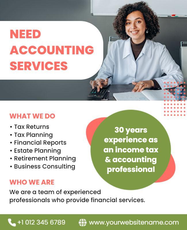 Modern Professional Green Accounting Services Flyer Template