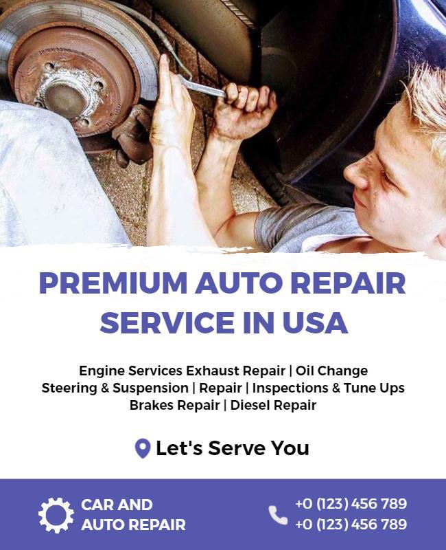 Service-Oriented Premium Auto Repair Flyer Template