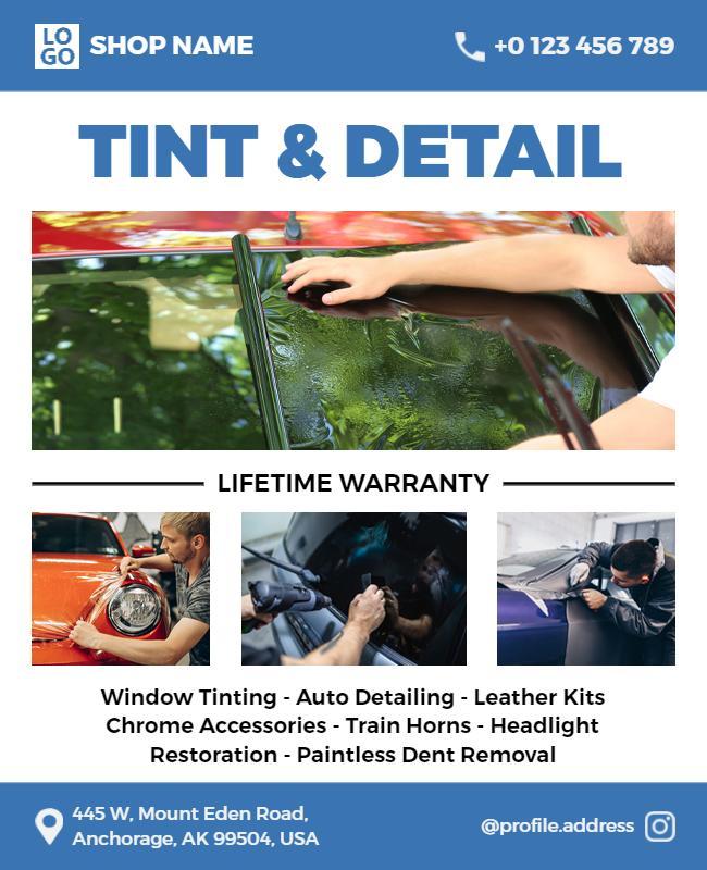 Comprehensive Auto Tint and Detail Service Flyer Template