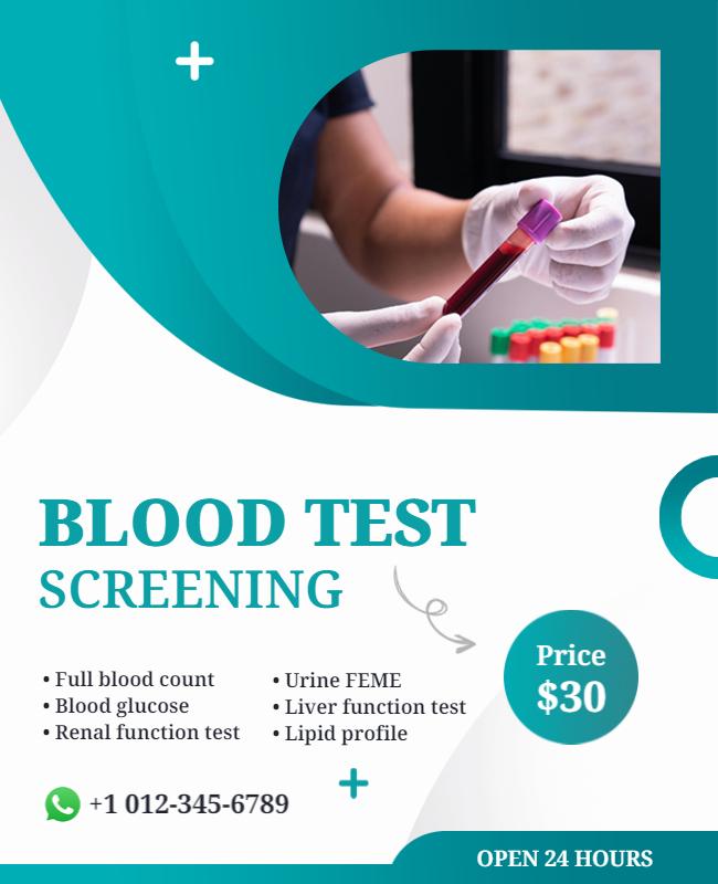 Comprehensive Blood Test Screening Flyer Template