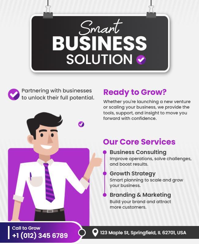 Comprehensive Business Solutions Promotional Flyer Template