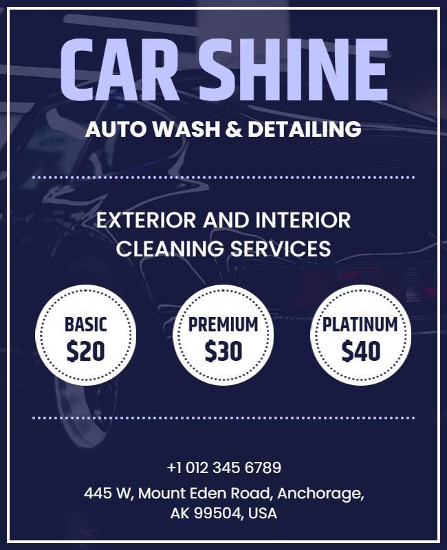 Bold Blue Car Detailing Auto Wash Services Flyer Template