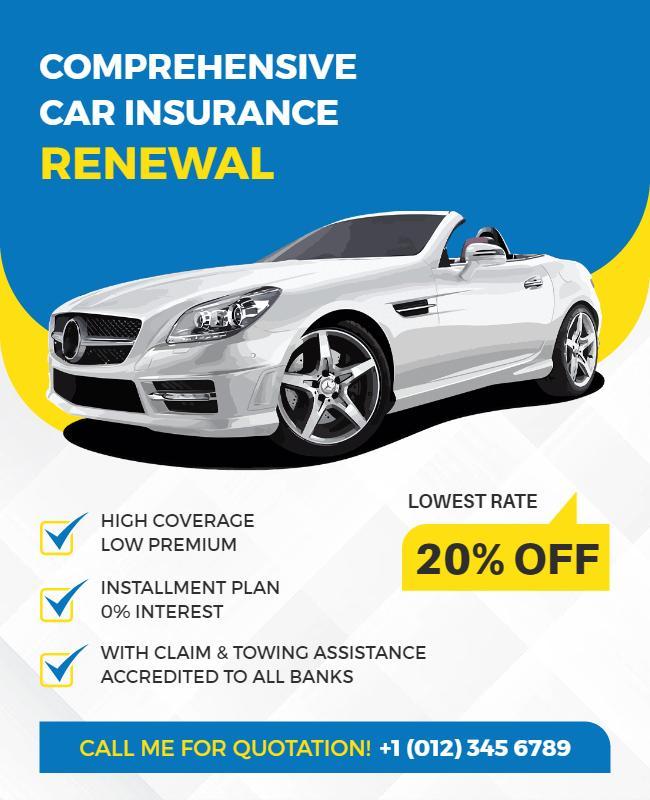 Comprehensive Car Insurance Renewal Offer Flyer Template