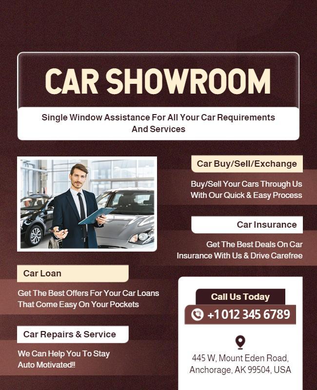 Comprehensive Car Showroom Services Flyer Template