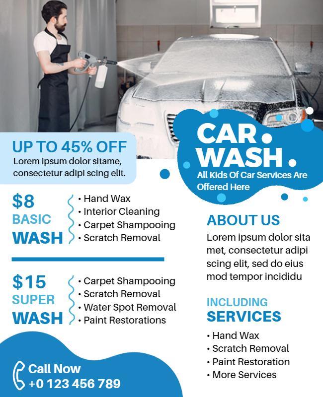 Comprehensive Car Wash Service Promotion Flyer Template