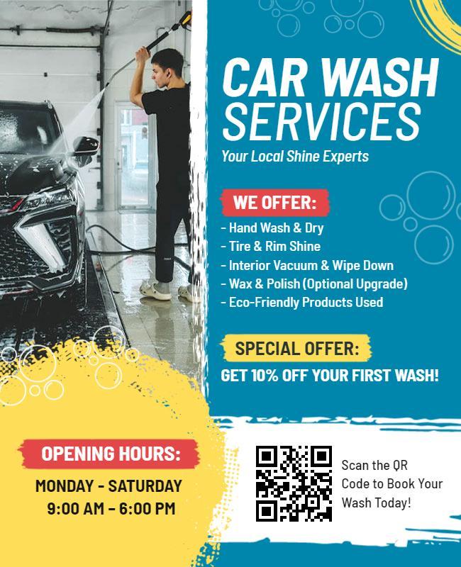 Comprehensive Car Wash Services Promotion Flyer Template