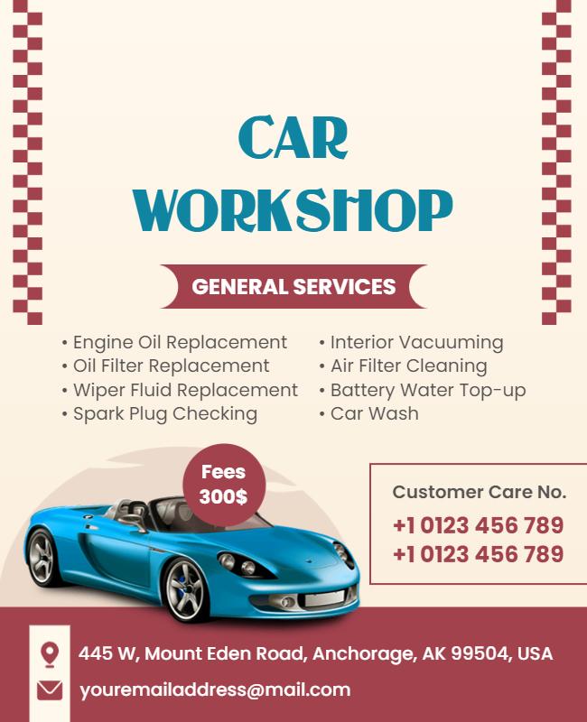 Comprehensive Car Workshop Services Flyer Template