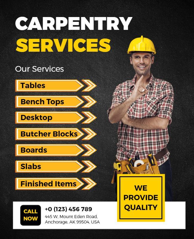 Comprehensive Carpentry Services Promotion Flyer Template