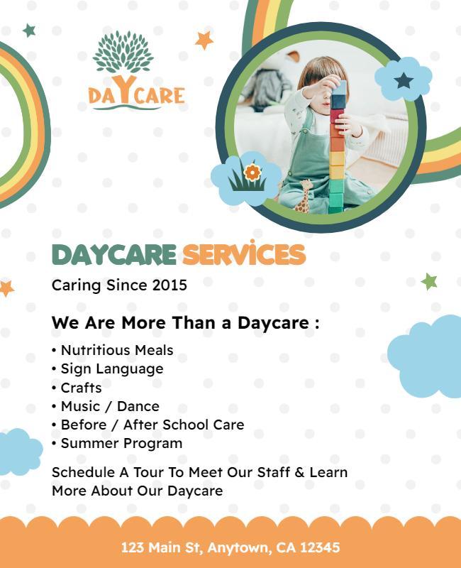 Comprehensive Daycare Services Information Flyer Template