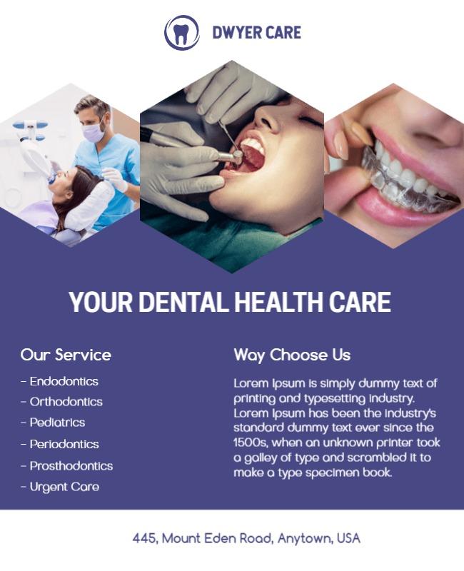 Modern Purple Dental Health Care Services Flyer Template