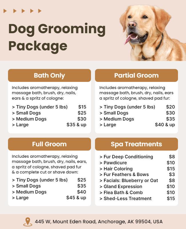 Comprehensive Dog Grooming Services Flyer Template