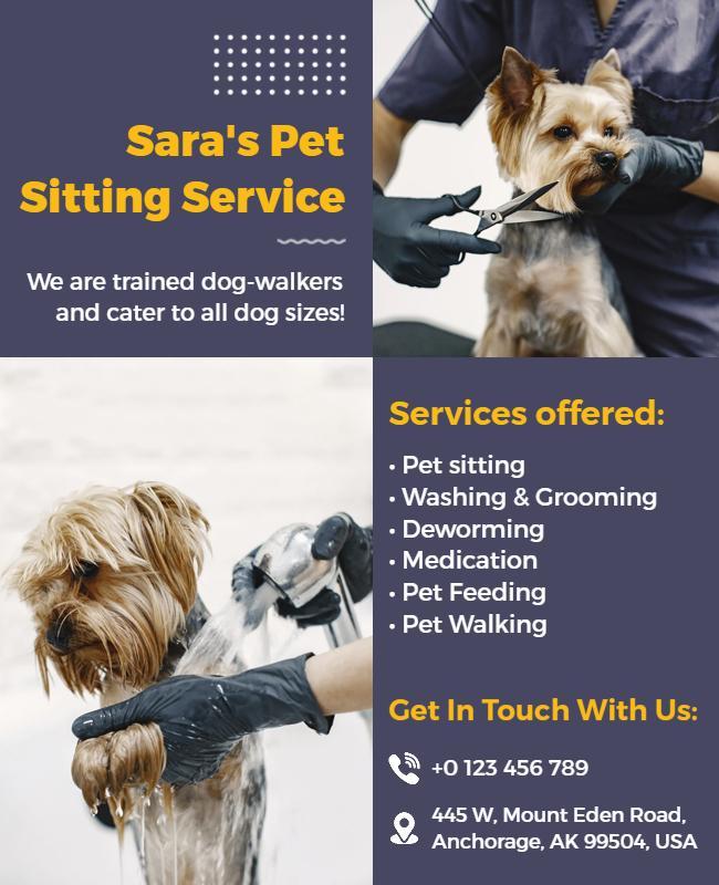 Comprehensive Dog Sitting and Grooming Service Flyer Template