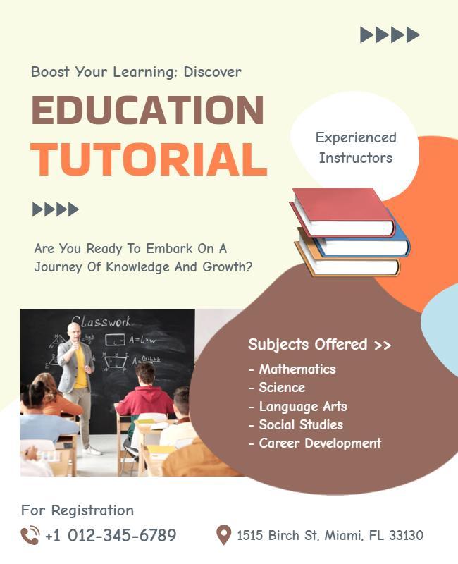 Comprehensive Education Tutorial Program Flyer Template