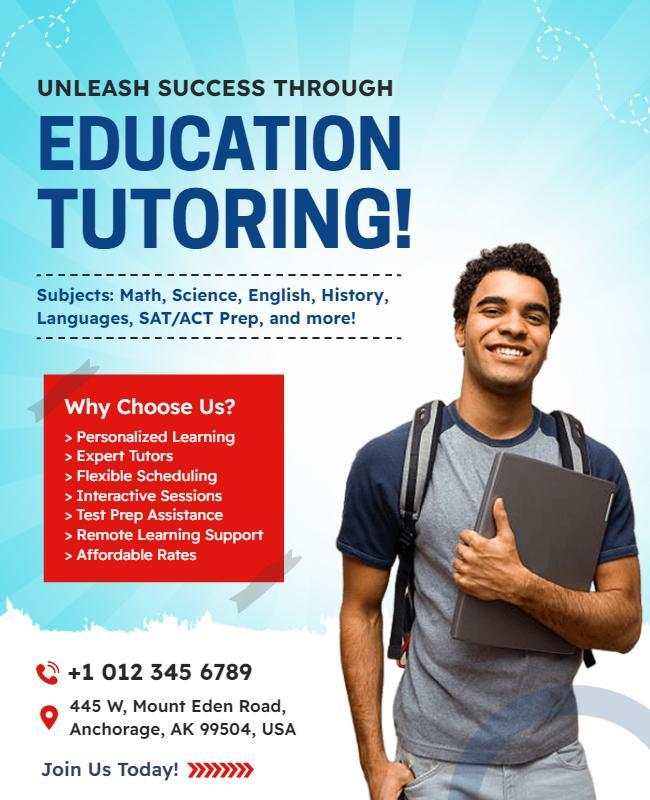 Comprehensive Education Tutoring Services Flyer Template